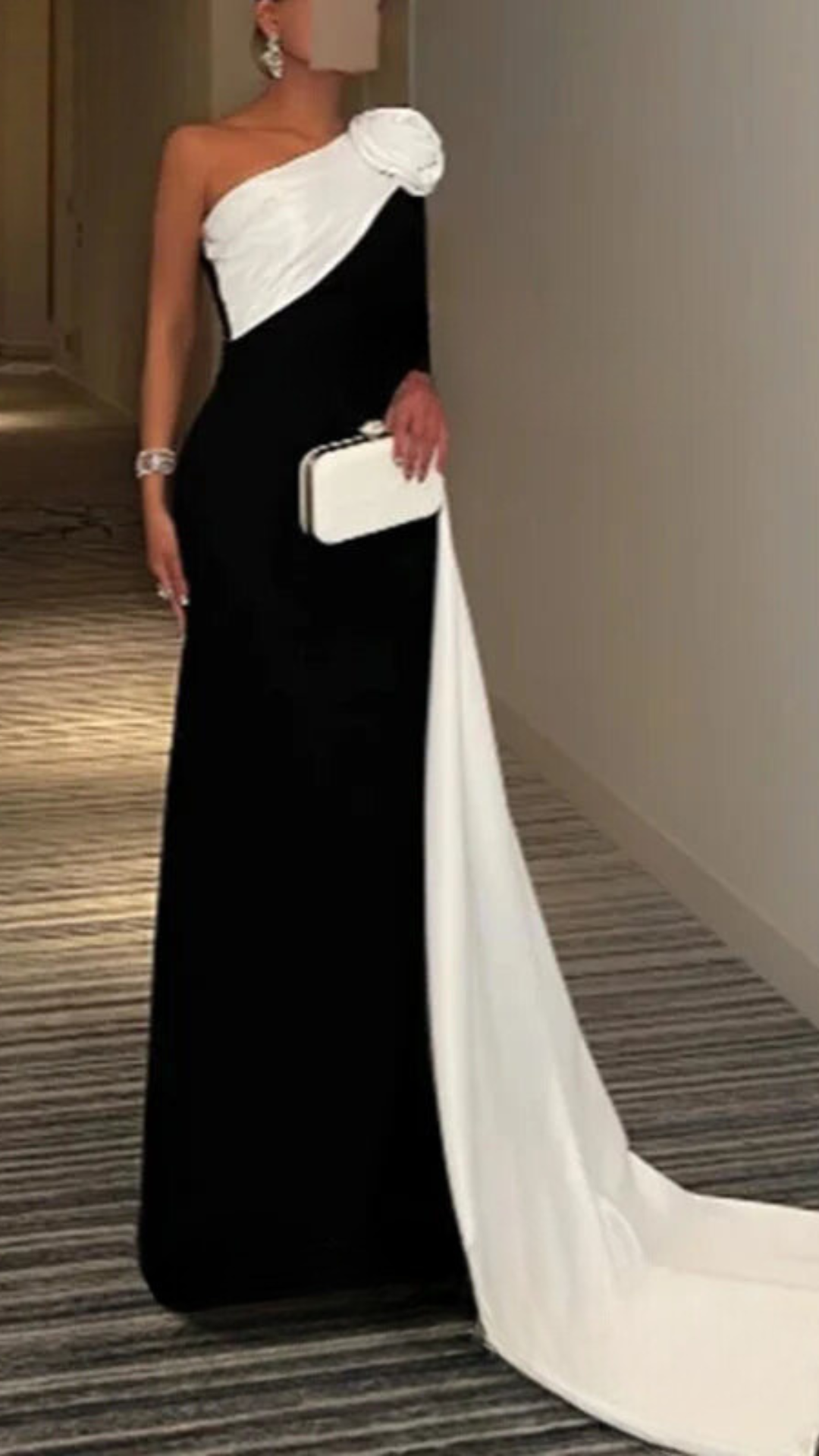 One side shoulder wild poppy gown