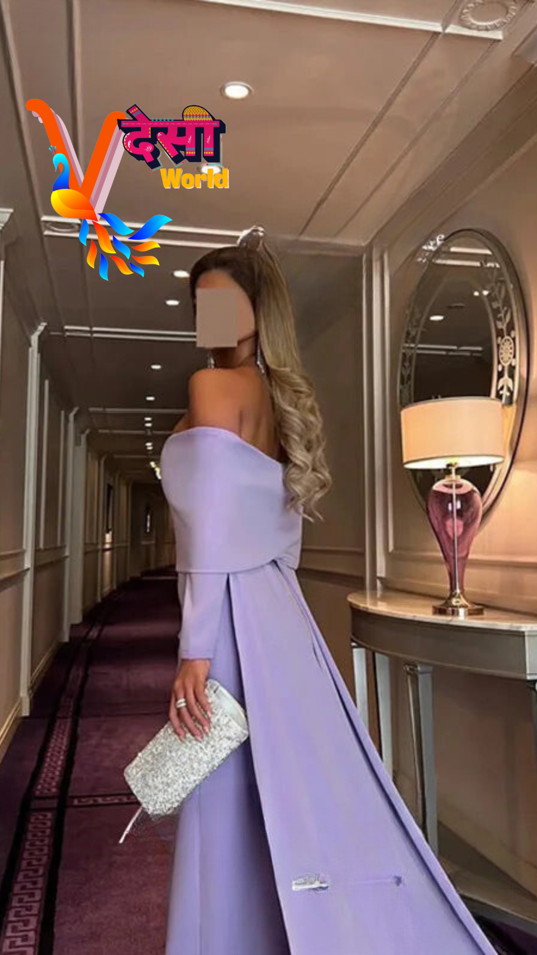 Violet veil boat neck mermaid gown