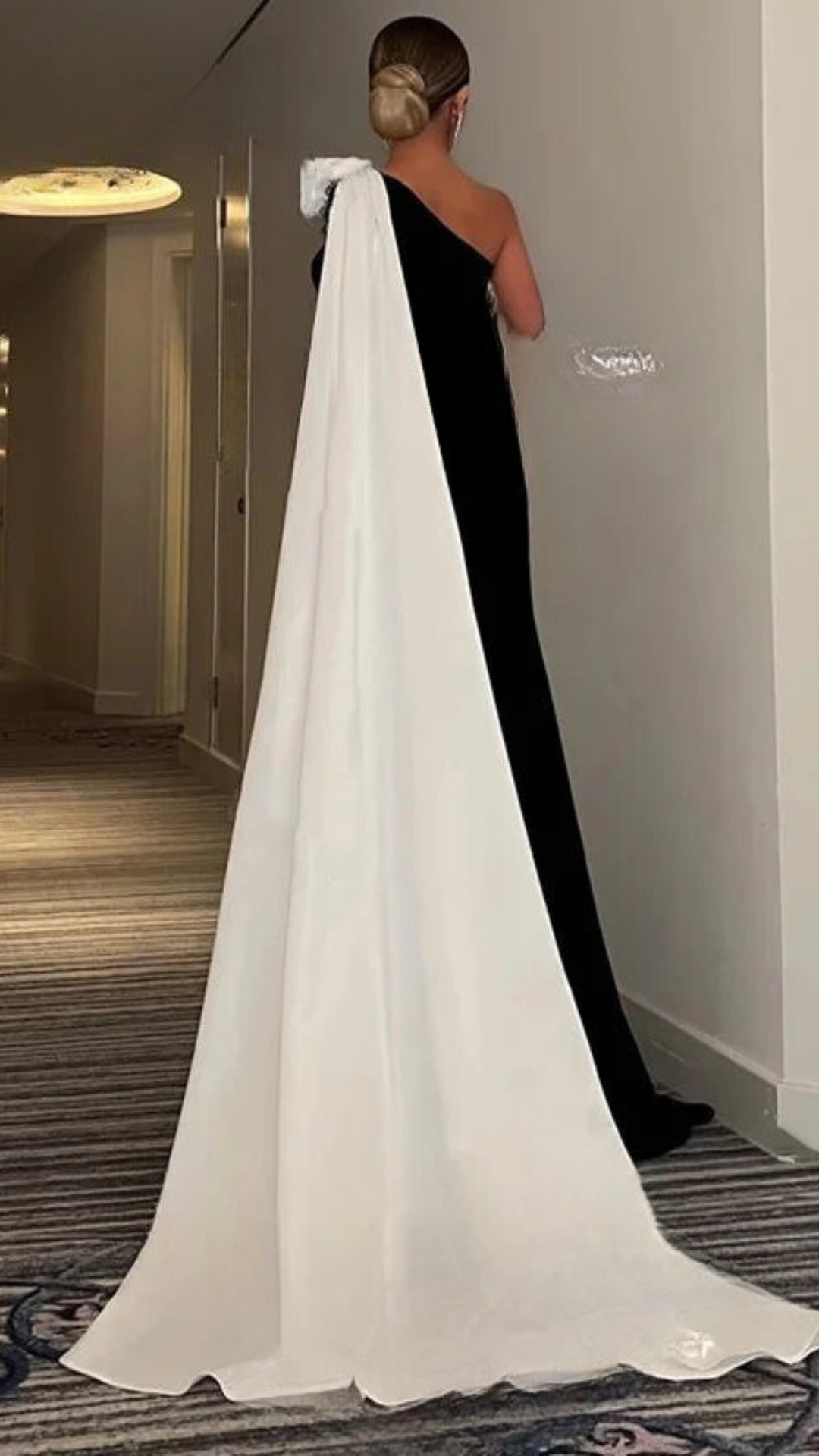 One side shoulder wild poppy gown