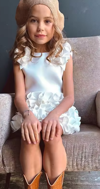 V Desi Mini Chic Layered Satin Ruching Dress | Girls Designer Party & Birthday Outfit