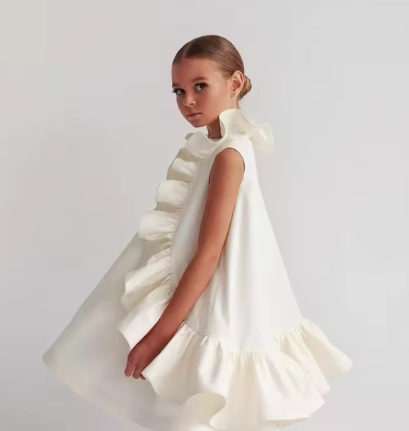 V Desi Mini Chic A-Line Mini Ruffle Dress | Structured Fabric Manipulation Knee-Length Girls Party Wear