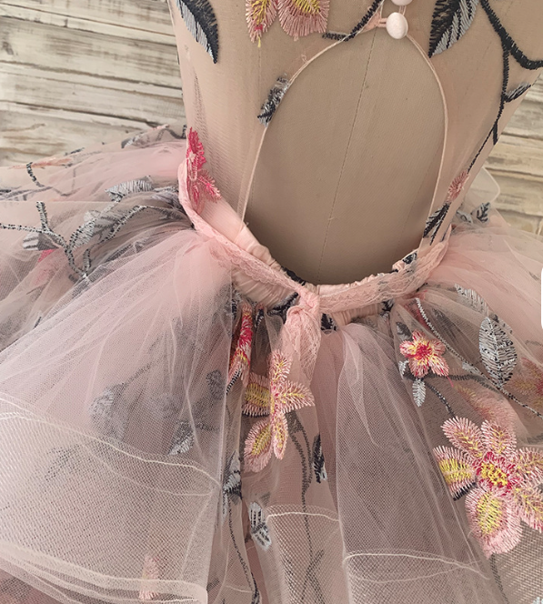 Little Angel Wedding Collection | Off-Shoulder Organza Party Gown with Floral Thread Embroidery for Teen Girls