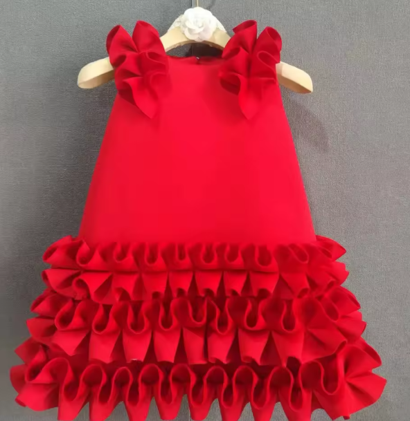 V Desi Mini Chic Layered Satin Ruching Dress | Girls Designer Party & Birthday Outfit