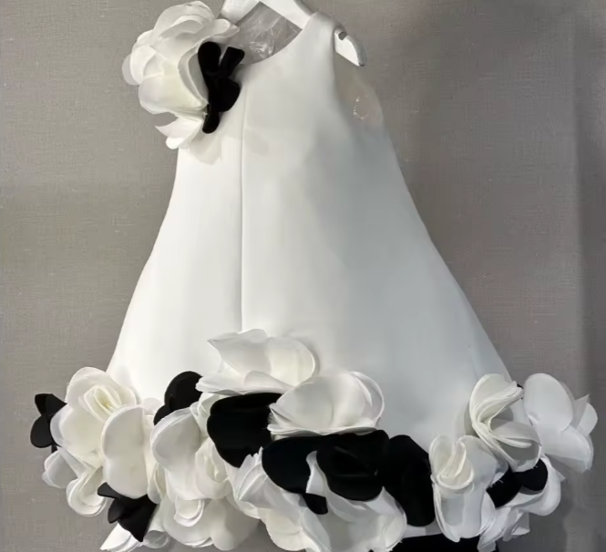 V Desi Mini Chic One-Shoulder Floral Satin Dress | Girls Designer Party & Wedding Outfit