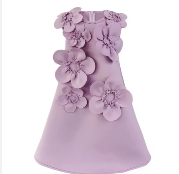 V Desi Mini Chic Purple Floral Satin Dress | Straight Silhouette Designer Girls Outfit