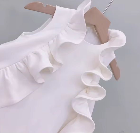 V Desi Mini Chic A-Line Mini Ruffle Dress | Structured Fabric Manipulation Knee-Length Girls Party Wear