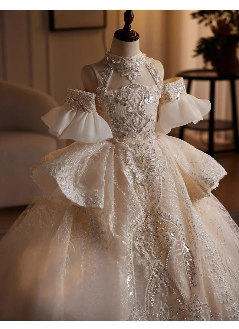 Vintage lace young girl wedding dress