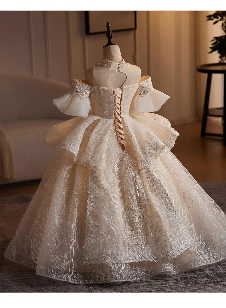 Vintage lace young girl wedding dress