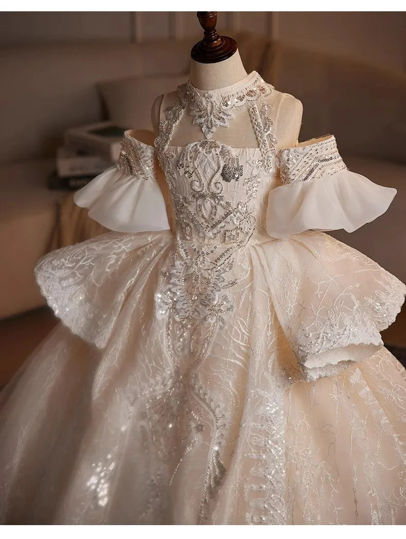 Vintage lace young girl wedding dress