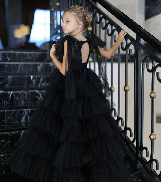 Black Swan Ballet Girl Layered Tulle Fluffy dress