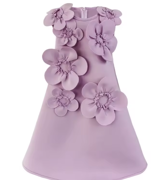 V Desi Mini Chic Purple Floral Satin Dress | Straight Silhouette Designer Girls Outfit