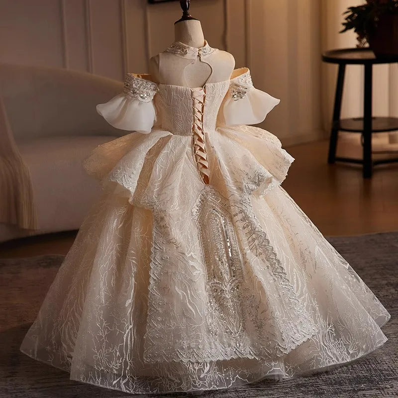 Vintage lace young girl wedding dress