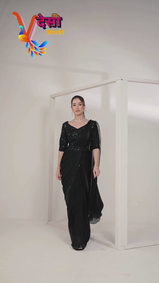 ISHANI BLACK DRAPE AND SASSY SAREE